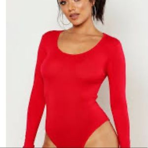 NWT Long sleeve scoopneck red leotard
